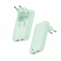Adaptateur de chargeur USB C double PD 35W turquoise, avec broches pliables, portable pour les voyages