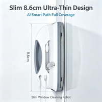 Robot Nettoyeur de Vitres FMART W6 en Gros avec Double Réservoir Ultrasonique de 25 ml, Brume de 12 Microns Sans Traces pour Fenêtres Domestiques