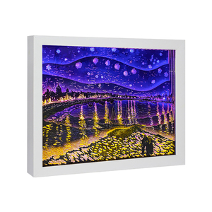Quadri da Parete per Decorazione Domestica, Lampada 3D con Intaglio su Carta della <span class=keywords><strong>Notte</strong></span> <span class=keywords><strong>Stellata</strong></span> di Van <span class=keywords><strong>Gogh</strong></span> Sopra la Rodano - Product Image 5