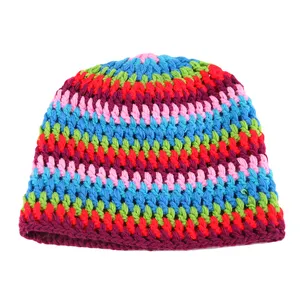 Benutzer definierte hohle Blume Winter gestrickte Fischer kappe Handgemachte Häkel Eimer Hut für Frauen