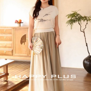 Ensemble haut en tricot traditionnel chinois et jupe en lin Runqi blanc avec broderie paysagère grande taille N8901 Femme - Product Image 5