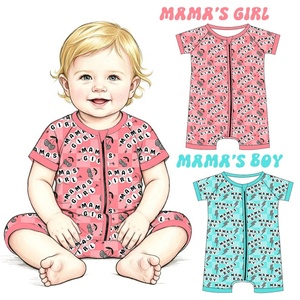 Pyjama bébé en bambou personnalisé à imprimé western, 95% bambou, 5% élasthanne, <span class=keywords><strong>avec</strong></span> fermeture éclair double sur les pieds et les mains - Product Image 5