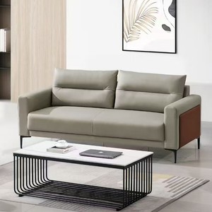Modern Minimalist Living Room <b>Sofa</b> Set 1+1+3 Silicone Skin Leather Office Furniture With Coffee <b>Table</b> - Product Image 3