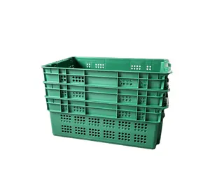 China supplier wholesale 600x400x220 mm nestable and stackable reusable mesh type plastic crate for transportation