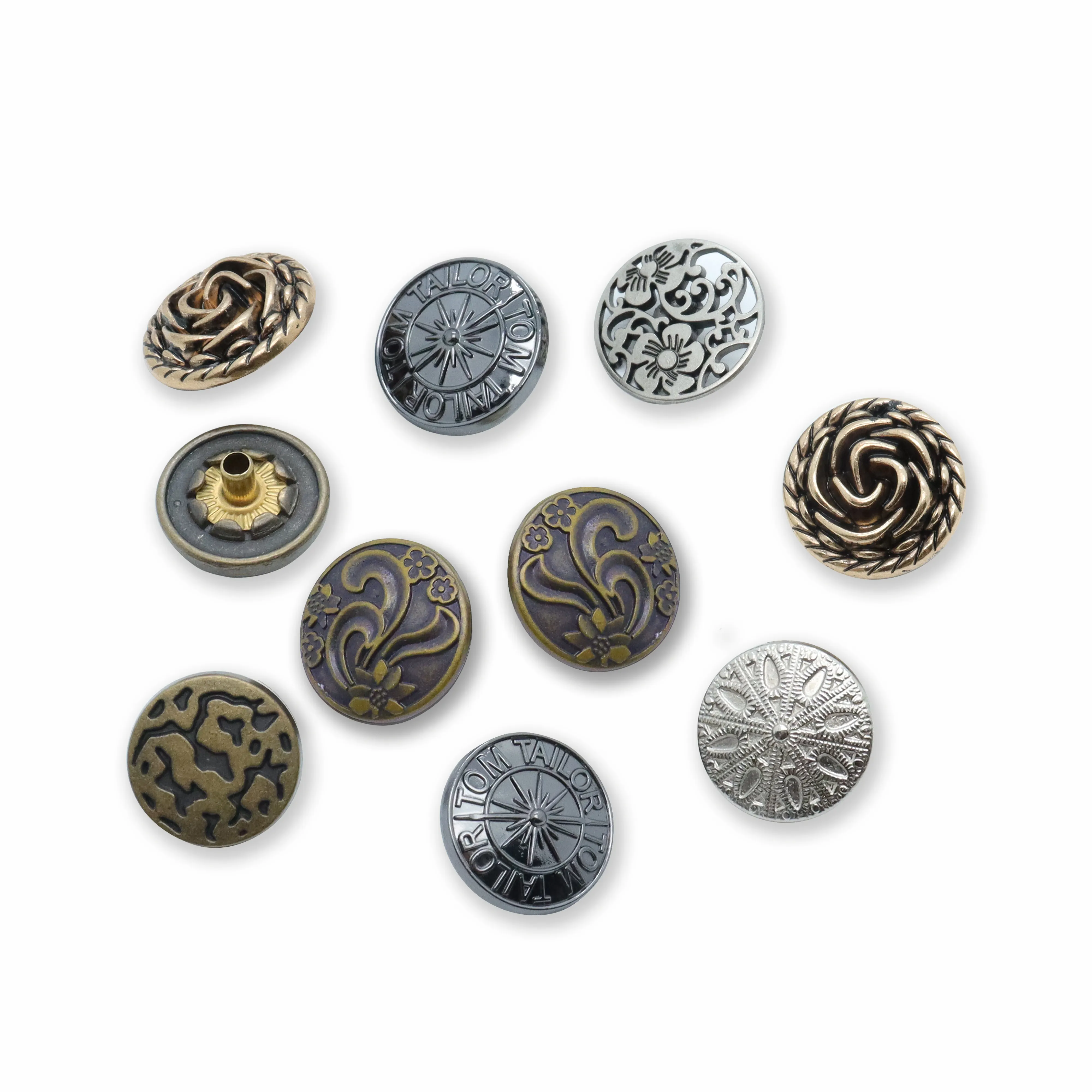 Supplier Buttons Logo Customized Custom Buttons Electroplating Process Jean Button Snap Buttons