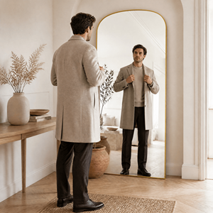 Miroir pleine longueur EZI à cadre fin en alliage <span class=keywords><strong>d</strong></span>'aluminium, <span class=keywords><strong>verre</strong></span> HD, idéal pour chambre, magasin de vêtements, hôtel – Vente directe usine - Product Image 1