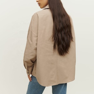 Vente en Gros Manteaux Courts <span class=keywords><strong>Kaki</strong></span> Personnalisé Surdimensionné Épaule Dénudée Vestes à Col Manteaux pour Femmes - Product Image 2
