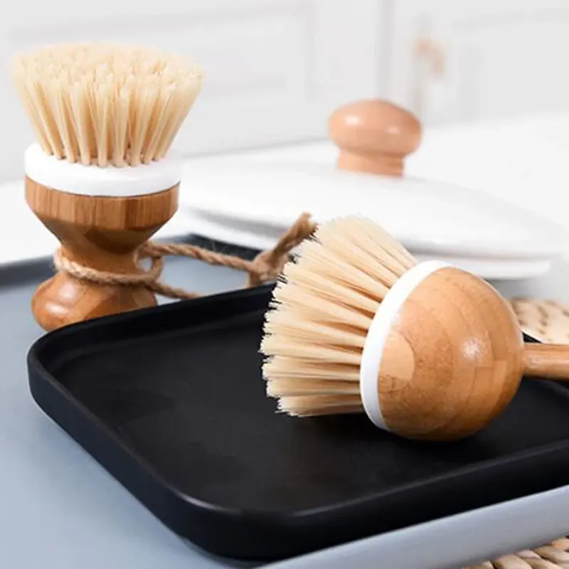 Brosse à vaisselle en bambou brosse de nettoyage en bois de cuisine brosse de nettoyage pour laver la vaisselle casserole casserole outils de cuisine