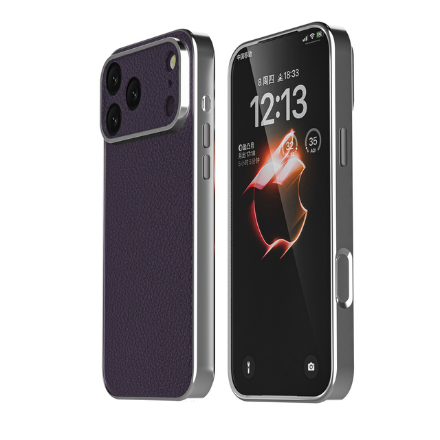 High Quality TPU+PC Electroplate Vegan Leather Phone Case for iPhone 17 16 ProMax 15 Plus Protective Lens Mobile Phone Cases