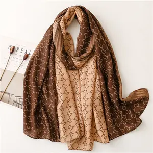 Ladies Spring Autumn Viscose Scarf Luxury Top Sale Designer Head Scarfs Styles Women Long Brown Camel Scarves Hijabs