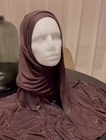 Voile long de luxe en jersey de bambou modal doux, fait main, avec perles, pour filles, collection Printemps 2026, en coton, idéal pour le hijab musulman.