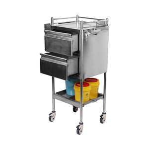 Carrito Médico Red Star HX-ZTA-46 de Acero Inoxidable con Doble Cajón y Cubetas para Uso Hospitalario - Product Image 1