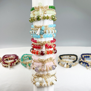 Juego de 4 Pulseras Boho con Cuentas de Cristal en Capas, Juego de Pulseras Elásticas con Cuentas para Mujer y Hombre, Juego de Pulseras de <span class=keywords><strong>Amistad</strong></span> para Regalo - Product Image 2