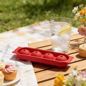 Moule à boules de glace en silicone amélioré, 4 cavités, grand bac à glaçons ronds, démoulage facile, sans BPA, pour whisky, cocktails, bar - Product Image 2