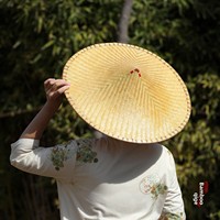 Chapeau en bambou, imperméable et anti-UV, tissé à la main, style ancien, pour la danse, accessoires de photographie, chapeau de soleil agricole