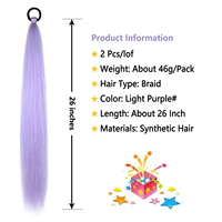 Lot de 2 extensions de queue de cheval violettes avec élastique, lisses et élégantes, à enrouler autour de la tresse, couleur violet clair, 26 pouces