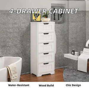 Gabinete de Almacenamiento de Madera Blanca con 4 Cajones al por Mayor |   Organizador de Baño Resistente al Agua, Independiente, Proveedor Indio - Product Image 3