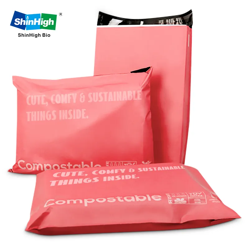 Biologisch abbaubare Einkaufs plastiktüten benutzer definiertes Logo umwelt freundliche Kleidung Verpackungs tasche kunden spezifisches Logo gedruckt Großhandel