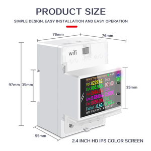 At4pw Volt Amp kWh yếu tố tần số Meter AC 110V 220V 100A Wifi điện điện Màn hình điều khiển từ xa chia sẻ quản lý - Product Image 6