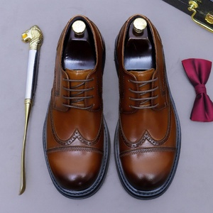 Zapatos Formales de Negocios de Cuero, Zapatos Británicos Casuales de Piel Genuina de Tres Piezas con Punta Redonda, Zapatos de Boda - Product Image 3