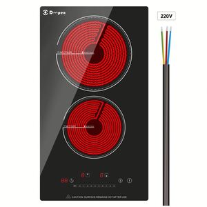 Placa de Cocina Eléctrica de Cerámica Doopen de 2 Quemadores, Control Táctil, 220V, Superficie Lisa para Uso Doméstico - Product Image 1