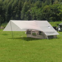Tente gonflable avec auvent, tente à gonflage rapide, tente chaude avec pompe et cheminée, tente gonflable pour le camping, tente pneumatique facile à installer