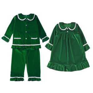 Pyjamas de Noël pour la famille, ensemble de pyjamas vert et rouge en velours, vêtements de nuit d'hiver pour adultes, pyjamas pour bébés garçons et filles - Product Image 3