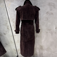 Manteaux à double boutonnage avec ceinture en daim véritable, coupe-vent pour femmes, long trench-coat en daim