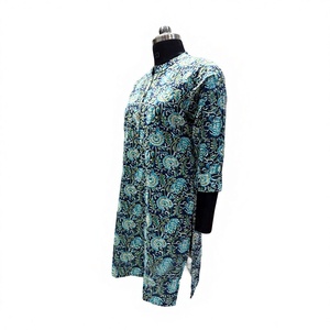 Collection de Kurtis en coton imprimé élégants pour femmes, ensembles de vêtements ethniques en gros pour l'été, tenues décontractées pour les fêtes, ensemble Kurta longueur genou - Product Image 3