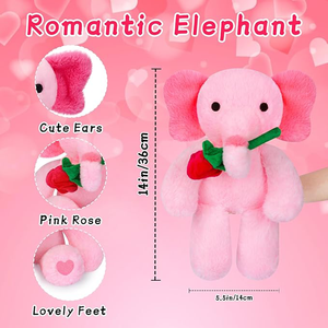 Elefante di Peluche Rosa Morbido e Abbracciabile con Zampe a Cuore, Simpatico Regalo di San Valentino per Lei e Bomboniere per Feste - Product Image 2