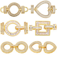 Connecteur de bijoux en cuivre et zircon, forme cœur, losange rond, bouton de pull, fermoir de collier, connecteur de bracelet, motif lèvre-étoile-pêche