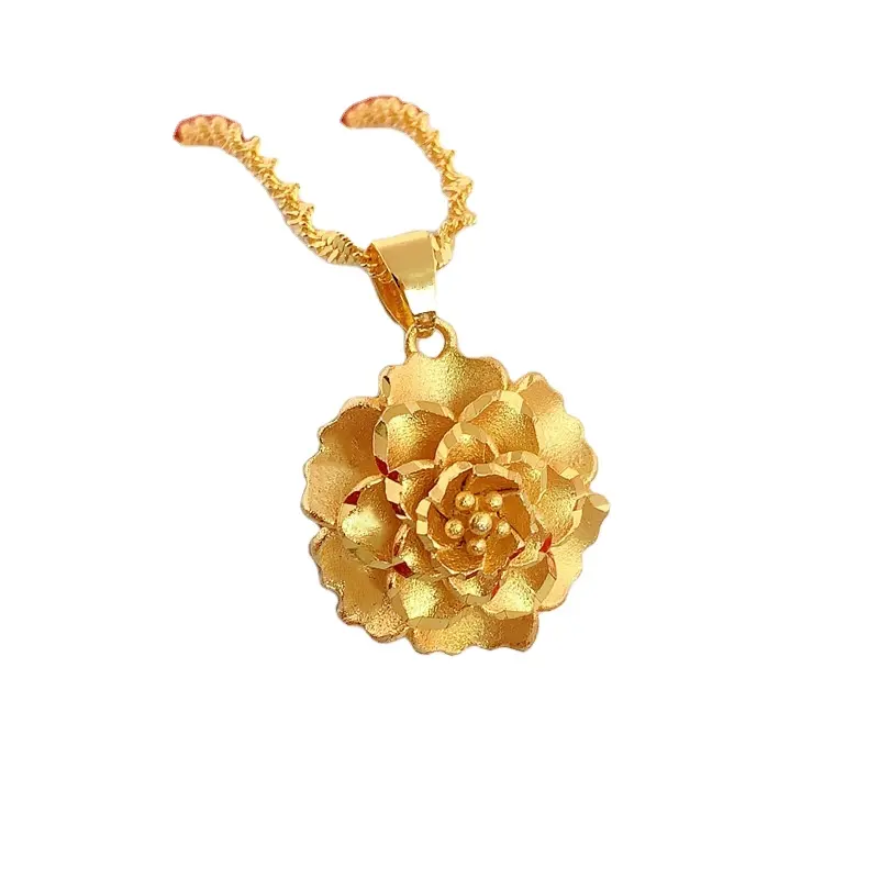 Vietnam Shajin Women's Necklace Jewelry Japan And South Korea Fashion Gilded 3D Craft Flower Pendant Clavicle Necklace Wholesale