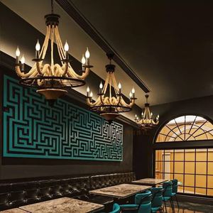 調節可能な高さ素朴なレトロノスタルジックな錬鉄E27ペンダントライトヘンプロープシャンデリアバーレストランFarmhouse - Product Image 2