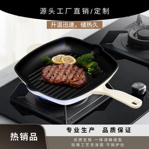 Deshilang Hewei Enamel <b>Cast</b> Iron Grill <b>Pan</b> Square Durable Frying <b>Pan</b> For <b>Pan</b> Frying - Product Image 5