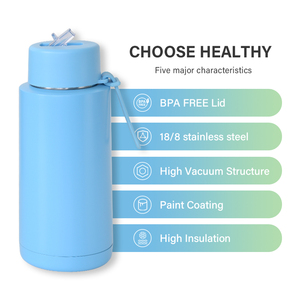 Custom logo 34oz Stainless Steel <b>Insulated</b> Vacuum <b>Flask</b> 1l Reusable Drink Water Bottles with Ceramic Inner - Product Image 3