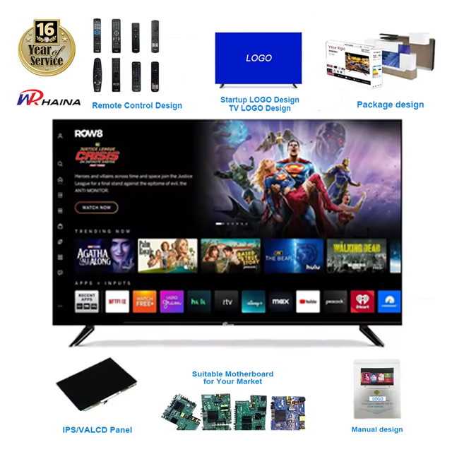 HAINA Wholesale HD 32 40 Inch Television Frameless FHD 43 50 Inch Android Smart TV with Built in Chromecast and Bluetooth