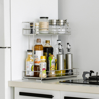 Étagère à épices double couche en acier inoxydable pour comptoir de cuisine, pour ranger les bouteilles d'huile et les pots de sauce