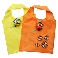 Sac de courses pliable en polyester réutilisable à motif de dessin animé, se pliant en forme de chien, coccinelle, panda, dragon, pochette animale, sac de shopping pliable