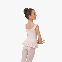 Maillot de Ballet Rosa para Niñas con Mangas con Volantes y Falda con Volantes, Ideal para Prácticas de Ballet