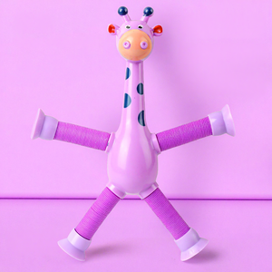 Jouet éducatif en plastique anti-stress en forme de girafe de dessin animé télescopique avec ventouse, forme variable pour les cadeaux d'enfants - Product Image 6