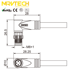 ขั้วต่อสายไฟฟ้าแบบกันน้ำ Marvtech ชนิดตัวผู้ตัวเมีย แบบมุมฉาก  สำหรับสัญญาณเซ็นเซอร์และบัส - Product Image 5