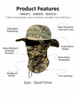 Ensemble chapeau de camouflage et masque facial balaclava, protection solaire à séchage rapide pour le cou et le visage, idéal pour la pêche, la randonnée et le camping en extérieur