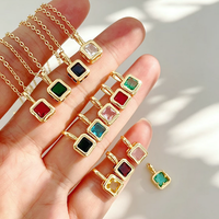 CH-LAP2174 Breloques carrées tendance en zircon coloré, plaqué or, breloques en CZ, mini composants en cuivre, vente en gros pour la fabrication de bijoux
