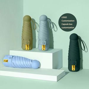 Paraguas de Bolsillo Plegable Personalizado de Fábrica, 8K, 5 Varillas, Protección UV, Gel Negro, Mini Cápsula, con Logotipo - Product Image 1