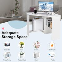 Bureau d'angle-Triangle à 90 degrés pour petits espaces, chambres à coucher, bureau de maquillage avec rangement et support de processeur, bureau peu encombrant
