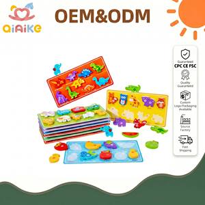 Qiaike Montessori - Rompecabezas de Madera con Velcro, en Inglés, Ruso y Español, Bloques de Animales, Dinosaurios y Vehículos en 3D, Juguete Educativo - Product Image 1