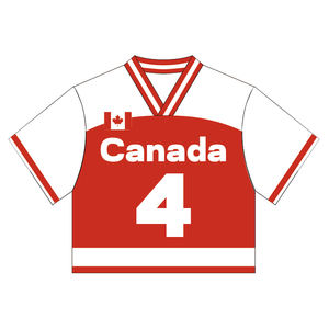 Camiseta de recuerdo con números personalizados de diseño gratuito, Canadá, juvenil, fútbol americano, estilo boxy, corta, de malla. - Product Image 2