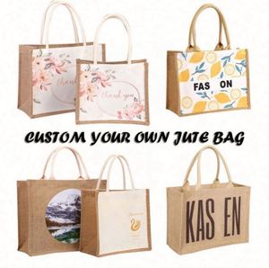 Wholesale Custom Eco-Friendly Tote Bags with Logo Natural Jute <b>Material</b> with Handle for Shopping Oem Options - Product Image 4