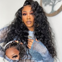 YWhair En gros Perruque frontale en dentelle transparente 13*4 Water Wave, Cheveux humains Remy, Densité 180%, Couleur naturelle