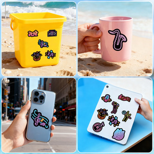 50 Pezzi Adesivi Personalizzati Neon Music Graffiti, Impermeabili e Antigraffio, Adesivi in Vinile per Bottiglie d'Acqua, Decalcomanie Neon <span class=keywords><strong>Musicali</strong></span> - Product Image 5